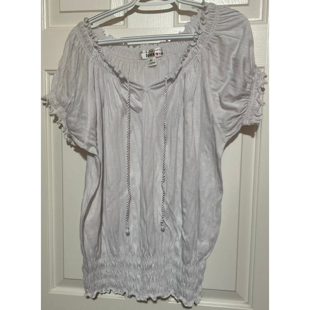 Derek Heart Plus I'm in Love with... White Blouse Elastic Neckline Waist Size 3X